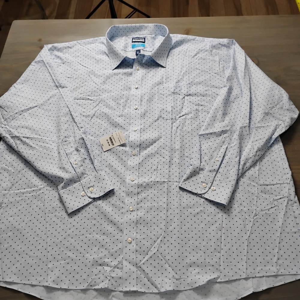 NWT Stafford Life in Motion Tech Stretch Shirt Mens 5XL Blue AOP 22 (38-39) $70